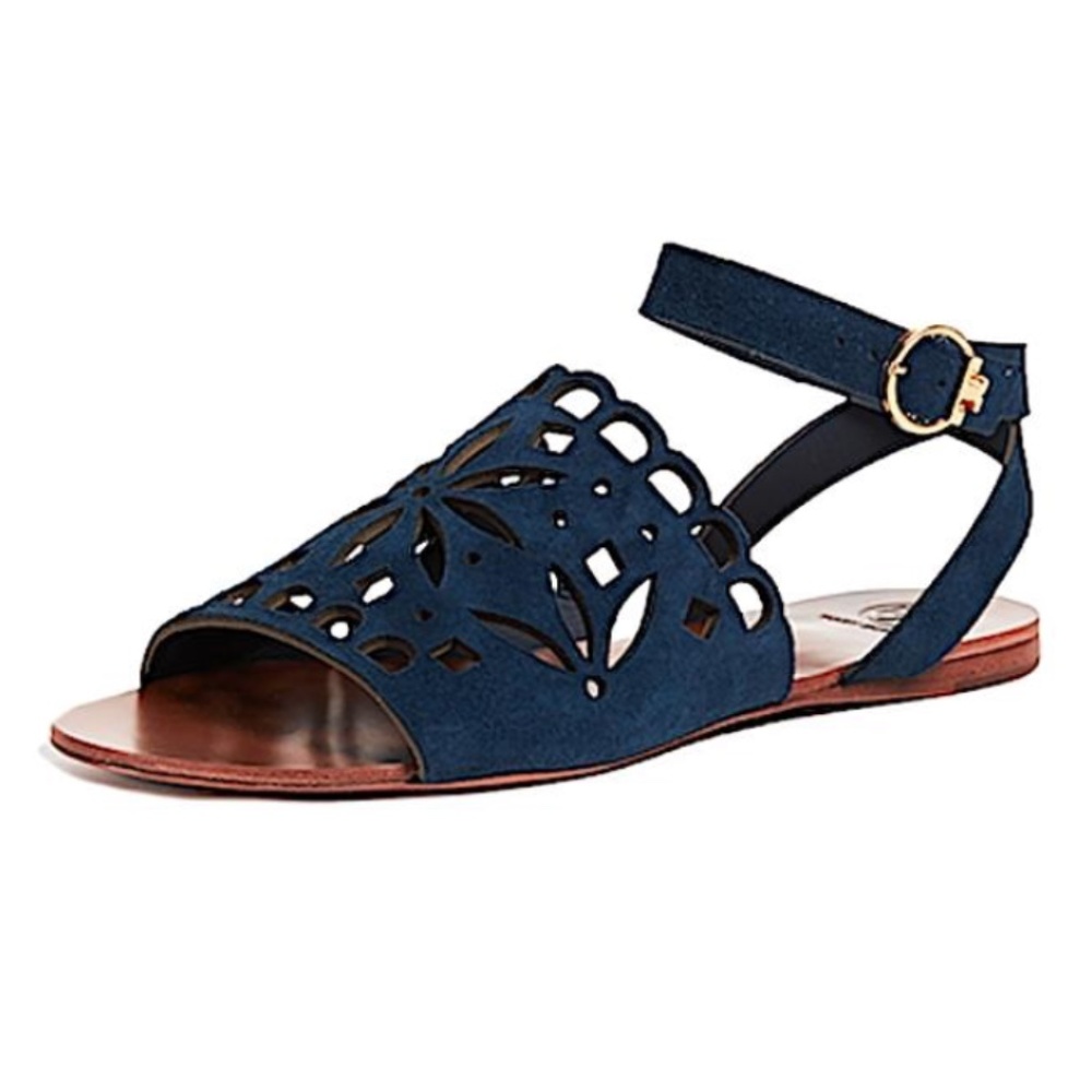 Tory Burch Navy New May Flat Sandals